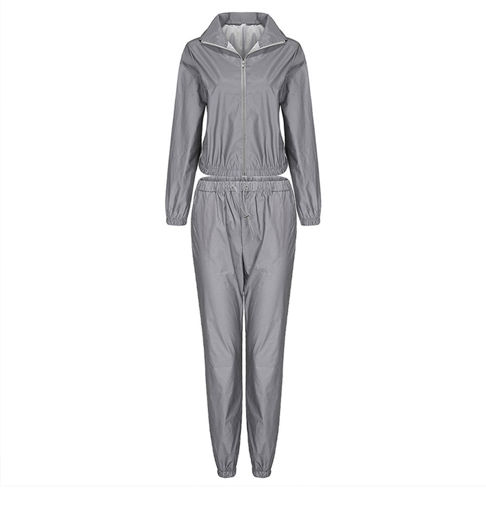 REFLECTIVE Tracksuit Women Two Piece Pants Set Summer Wear